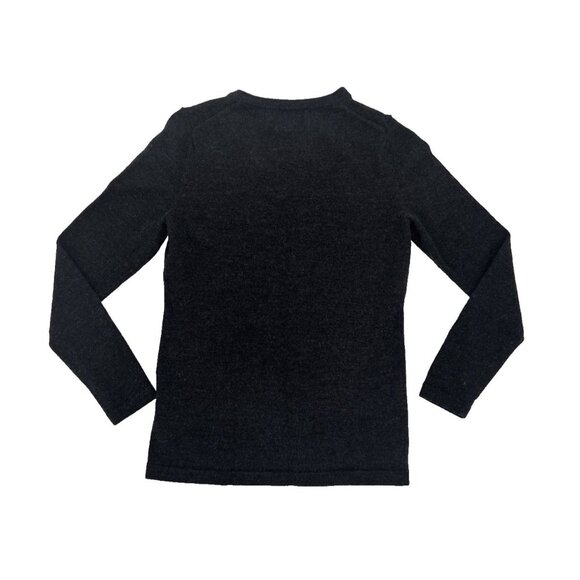 LORD & TAYLOR Extra fine 100% Merino Grey V Neck  black sweater XS gothic - Picture 2 of 5